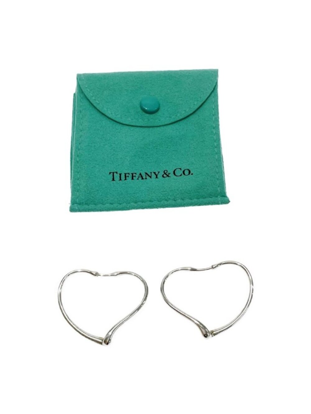 Tiffany & Co Silver Open Heart Hoop Earrings